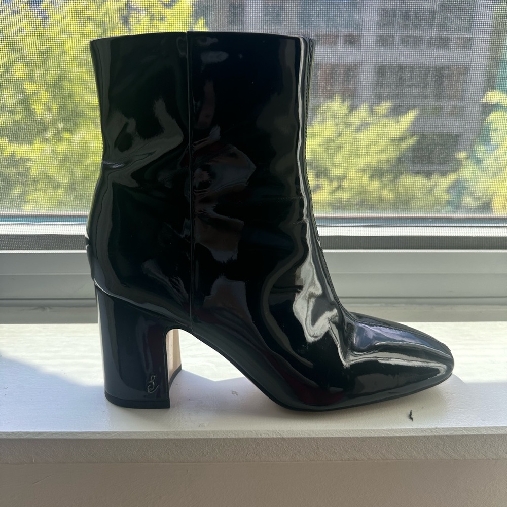Black Patent Leather Ankle Boots